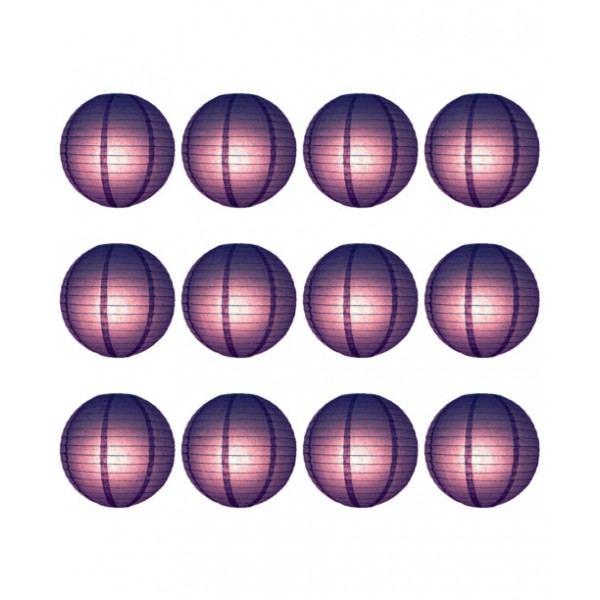 16" Paper Lantern Purple Regular Wire Value Pack (12 PCS)